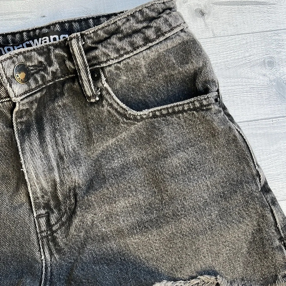 Alexander Wang Faded Black Bite High Rise Cut Off Shorts 24 - Picture 4 of 7